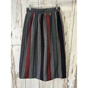 Vintage Jordache Striped 80s Midi Riding Skirt Wool Blend
